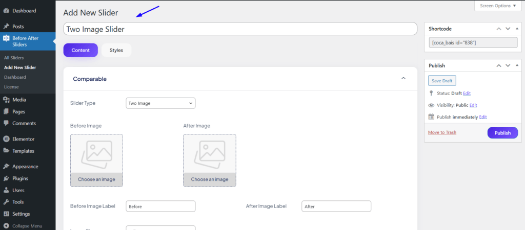Add new slider