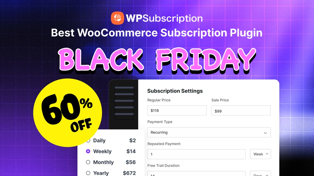 WPSubscription black friday deals banner