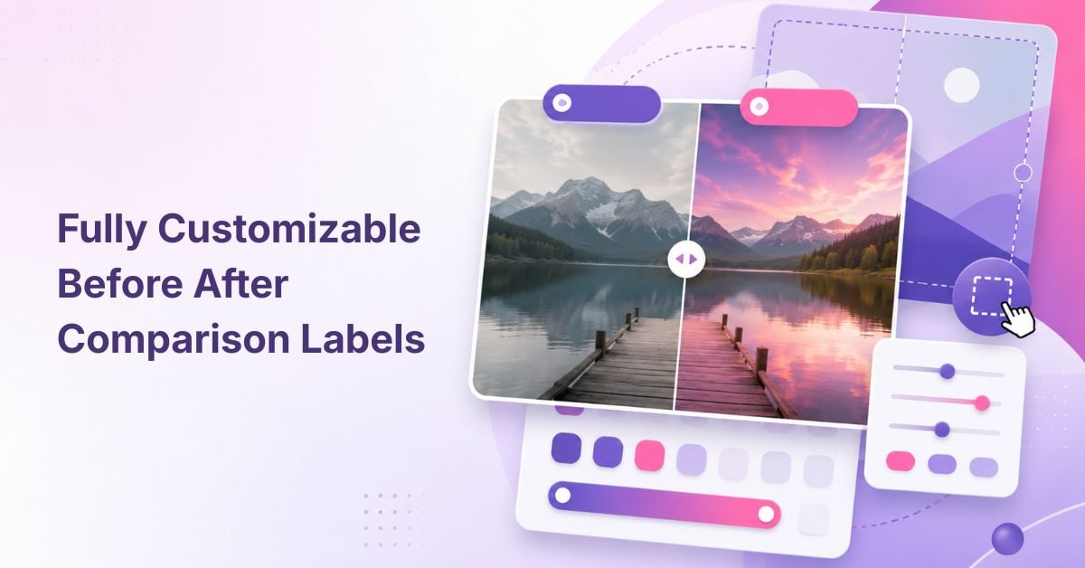Fully customizable before after comparison labels